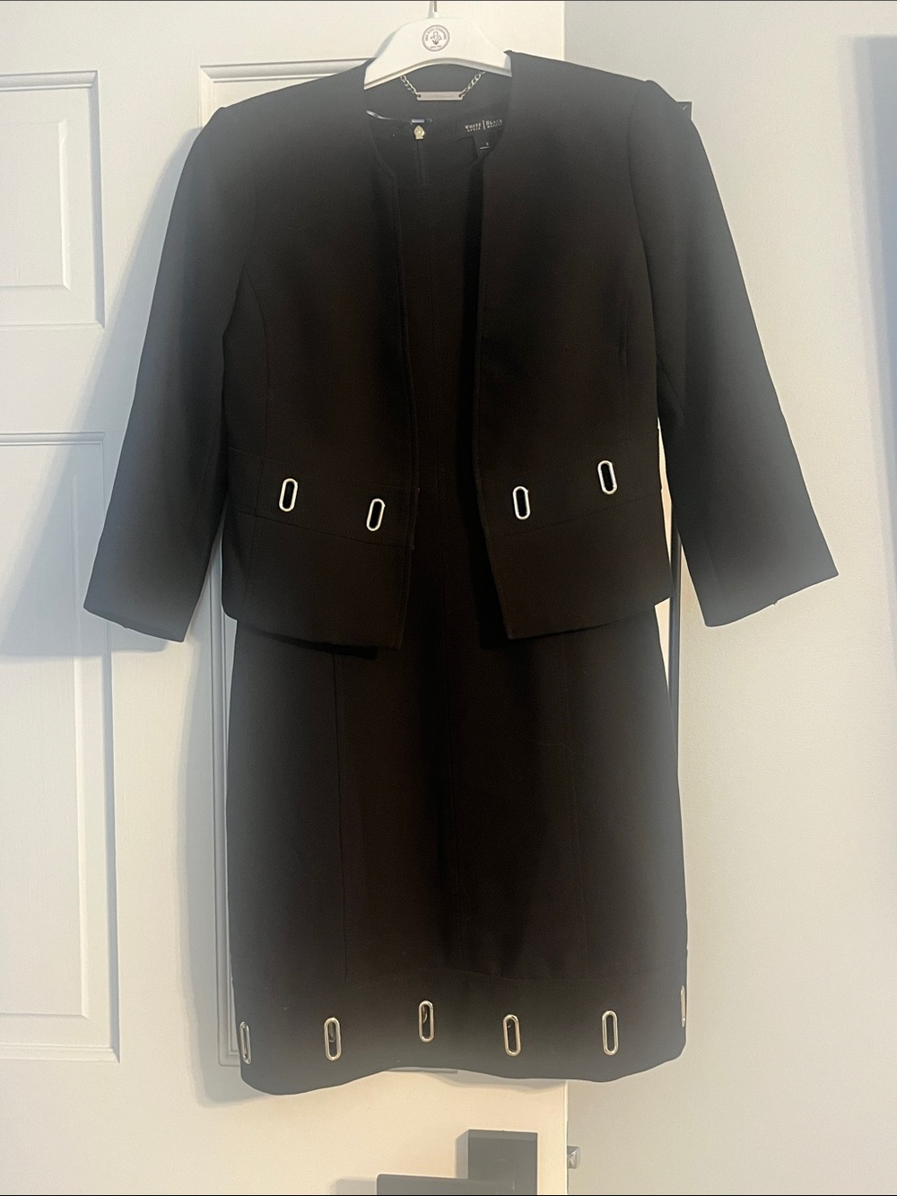 WHBM Two-Piece Dress Suit with Silver Eyelet Accents - sleeveless or with jacket